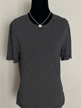 St. John Black and White Polka Dot Short Sleeve Tee